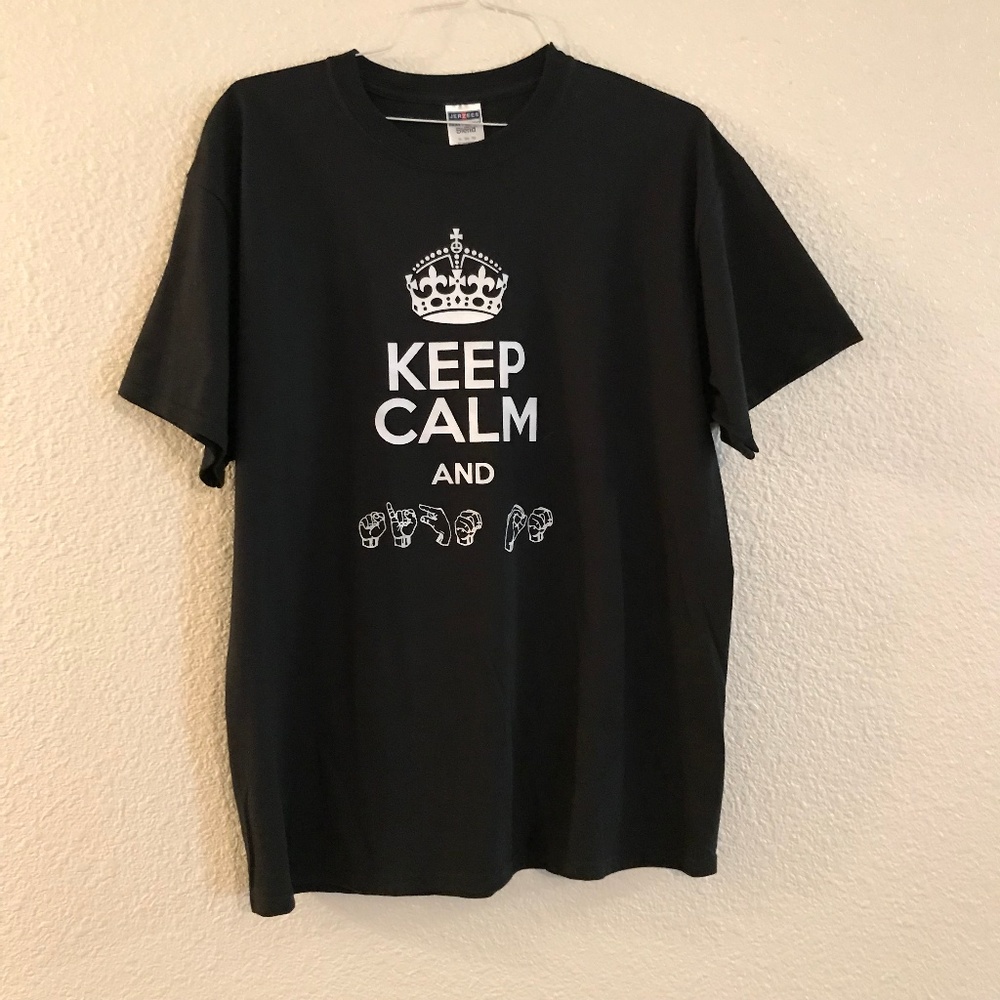 Keep Calm and Sign On XL T-Shirt in ASL